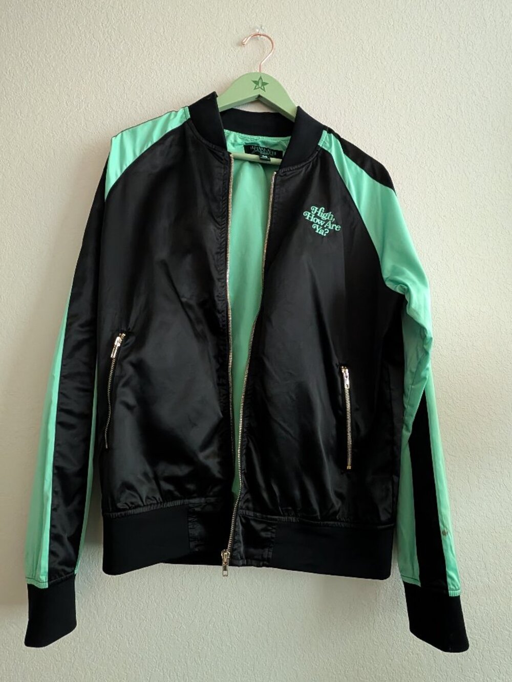 Jeffree Star Black And Green Bomber High How Are Ya Jacket W-hanger